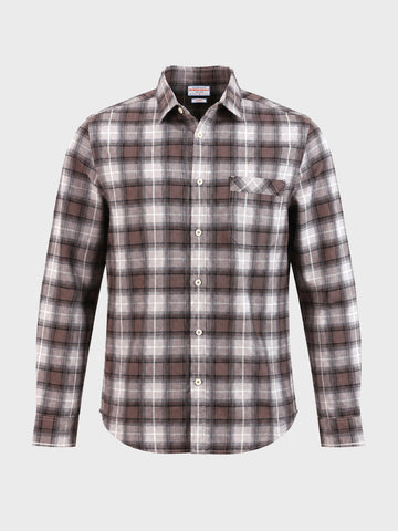 Men's Khaki Slim Fit Checkered Casual Shirt