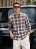 Men's Khaki Slim Fit Checkered Casual Shirt