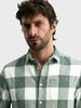Men's Green Slim Fit Checkered Casual Shirt