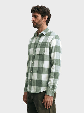 Men's Green Slim Fit Checkered Casual Shirt