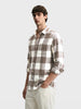 Men's Khaki Slim Fit Checkered Casual Shirt
