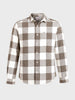 Men's Khaki Slim Fit Checkered Casual Shirt