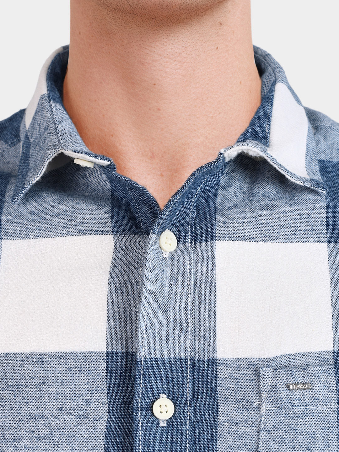 Men's Blue Slim Fit Checkered Casual Shirt