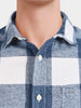 Men's Blue Slim Fit Checkered Casual Shirt