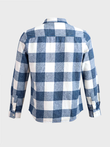 Men's Blue Slim Fit Checkered Casual Shirt