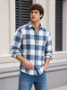 Men's Blue Slim Fit Checkered Casual Shirt