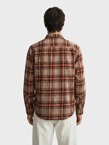 Men's Brown Slim Fit Checkered Casual Shirt