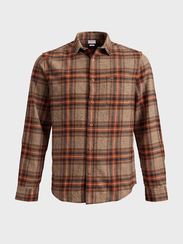 Men's Brown Slim Fit Checkered Casual Shirt