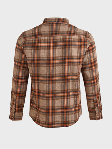 Men's Brown Slim Fit Checkered Casual Shirt