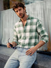 Men's Green Slim Fit Checkered Casual Shirt