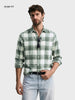 Men's Green Slim Fit Checkered Casual Shirt