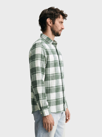 Men's Green Slim Fit Checkered Casual Shirt