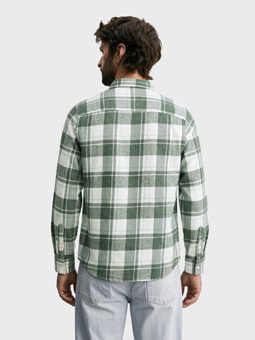 Men's Green Slim Fit Checkered Casual Shirt