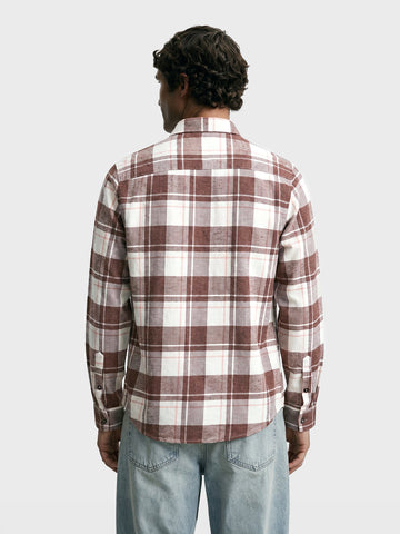 Men's Brown Slim Fit Checkered Casual Shirt