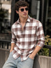 Men's Brown Slim Fit Checkered Casual Shirt