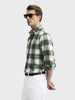 Men's Green Slim Fit Checkered Casual Shirt