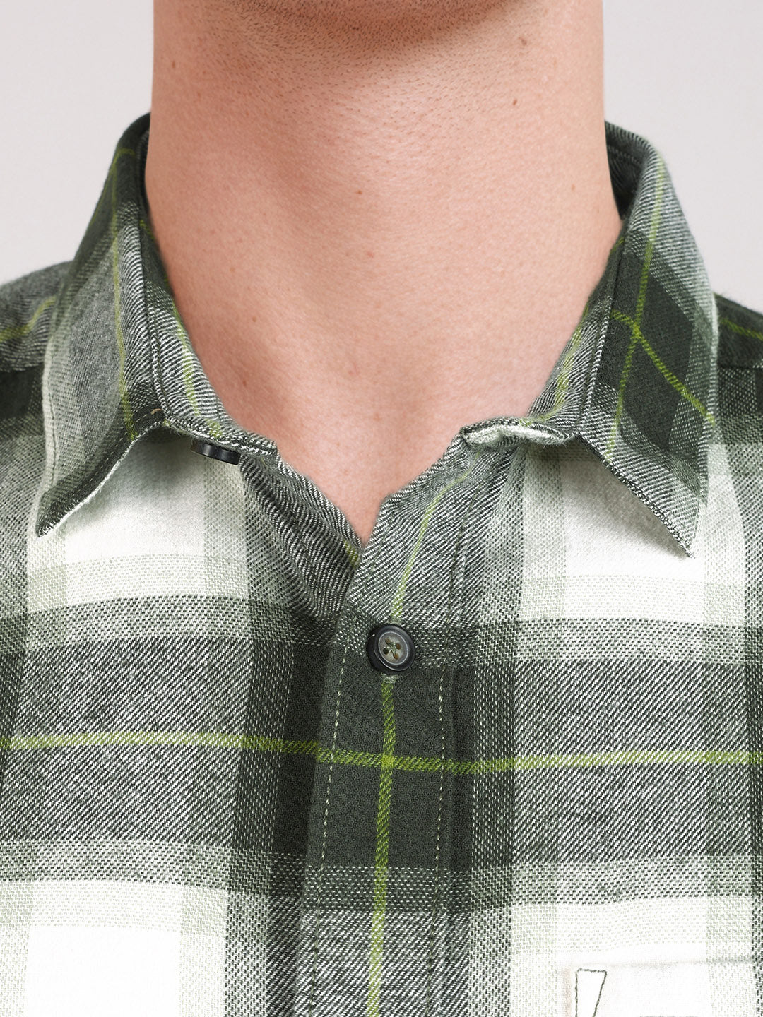 Men's Green Slim Fit Checkered Casual Shirt