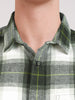 Men's Green Slim Fit Checkered Casual Shirt