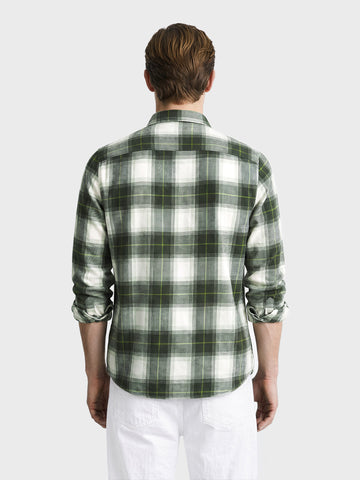 Men's Green Slim Fit Checkered Casual Shirt