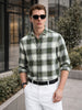 Men's Green Slim Fit Checkered Casual Shirt
