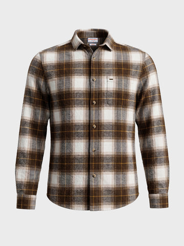 Men's Khaki Slim Fit Checkered Casual Shirt