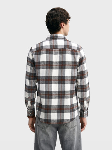 Men's Brown Slim Fit Checkered Casual Shirt