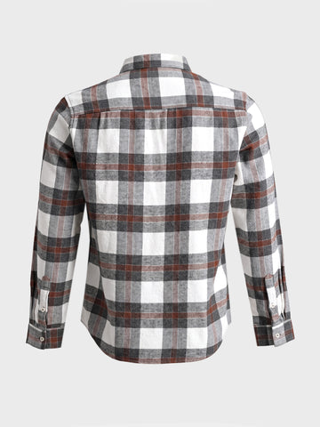 Men's Brown Slim Fit Checkered Casual Shirt