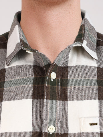 Men's Green Slim Fit Checkered Casual Shirt