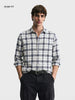 Men's Grey Slim Fit Checkered Casual Shirt