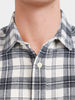 Men's Grey Slim Fit Checkered Casual Shirt