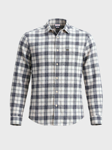 Men's Grey Slim Fit Checkered Casual Shirt