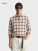 Men's Brown Slim Fit Checkered Casual Shirt