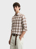 Men's Brown Slim Fit Checkered Casual Shirt