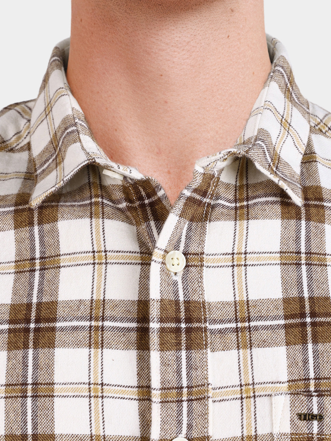 Men's Brown Slim Fit Checkered Casual Shirt