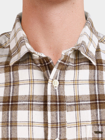 Men's Brown Slim Fit Checkered Casual Shirt