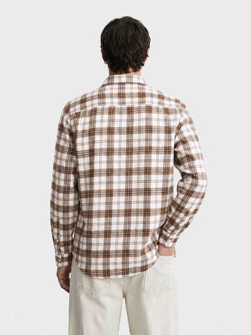 Men's Brown Slim Fit Checkered Casual Shirt
