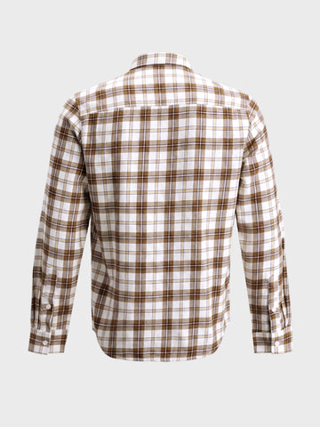 Men's Brown Slim Fit Checkered Casual Shirt