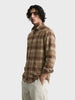 Men's Khaki Slim Fit Checkered Casual Shirt