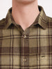 Men's Khaki Slim Fit Checkered Casual Shirt