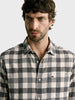 Men's Grey Slim Fit Checkered Casual Shirt