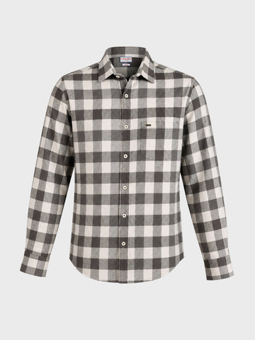 Men's Grey Slim Fit Checkered Casual Shirt