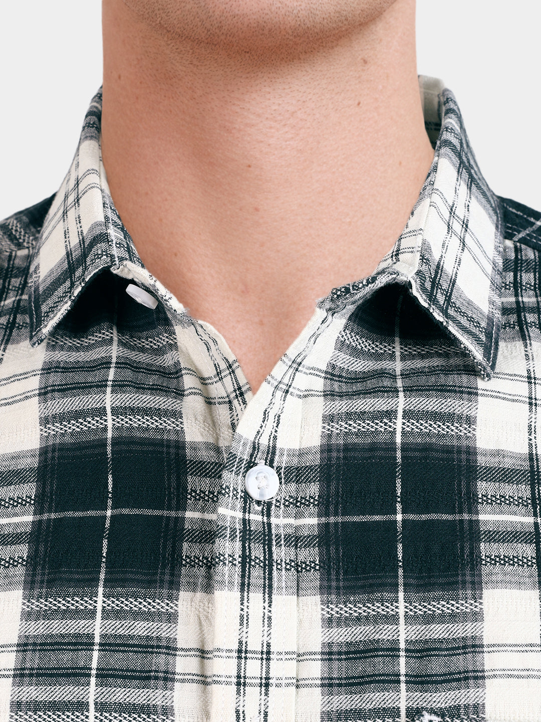 Men's Green Slim Fit Checkered Casual Shirt