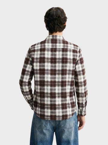 Men's Brown Slim Fit Checkered Casual Shirt