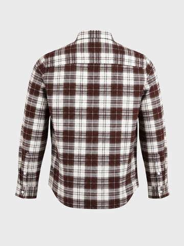 Men's Brown Slim Fit Checkered Casual Shirt