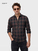 Men's Brown Slim Fit Checkered Casual Shirt