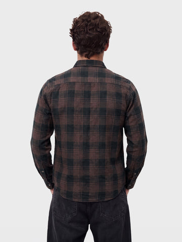 Men's Brown Slim Fit Checkered Casual Shirt
