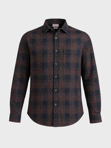 Men's Brown Slim Fit Checkered Casual Shirt