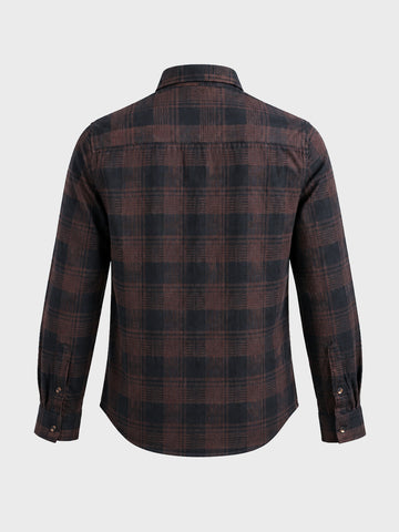 Men's Brown Slim Fit Checkered Casual Shirt