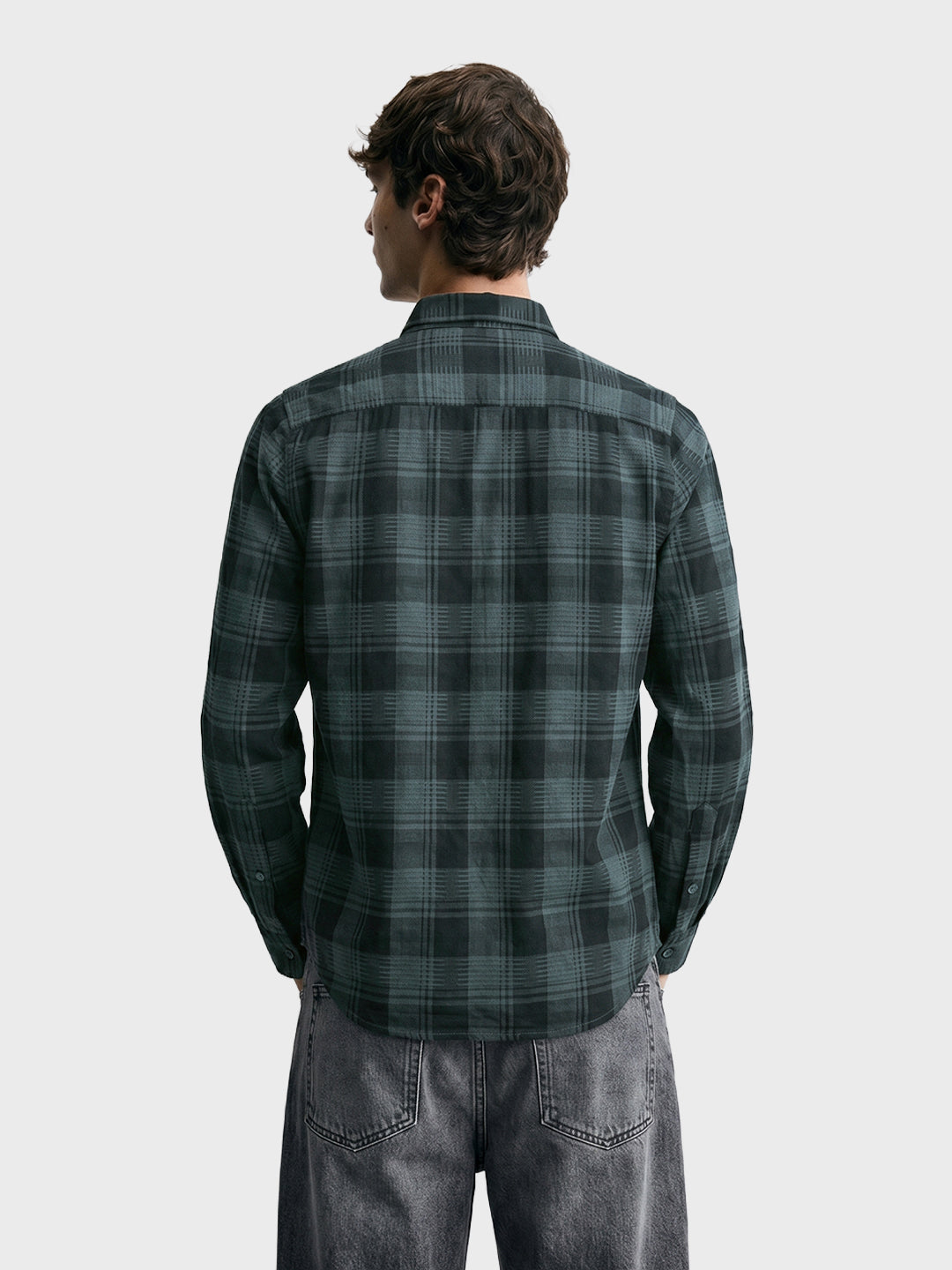 Men's Green Slim Fit Checkered Casual Shirt