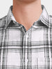 Men's White Slim Fit Checkered Casual Shirt
